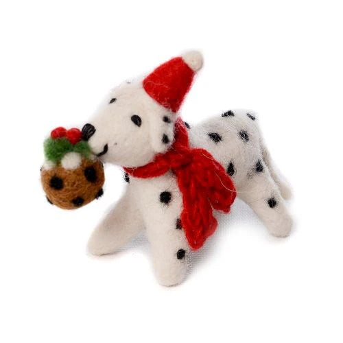 Dalmatian with Christmas Pudding Felt Decoration