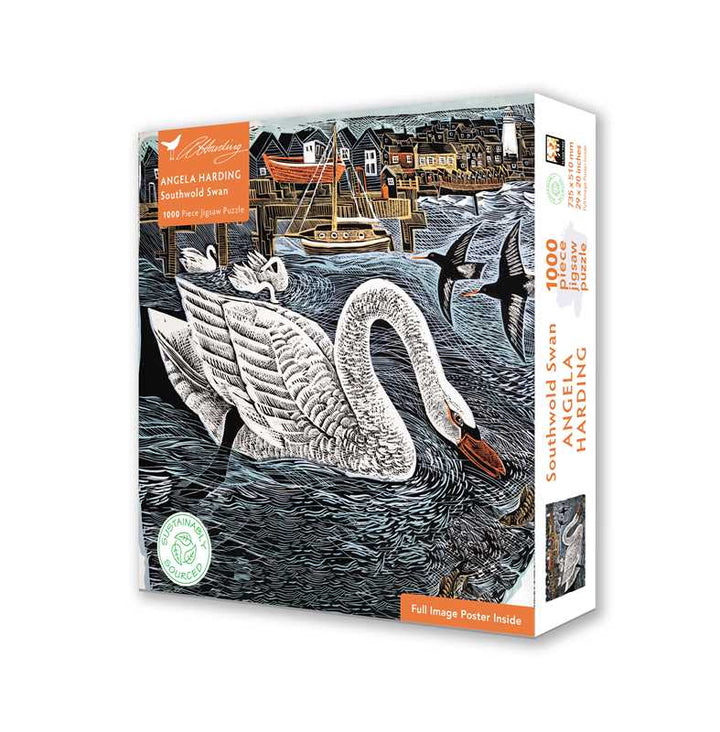 Southwold Swan Adult Sustainable Jigsaw Puzzle by Angela Harding