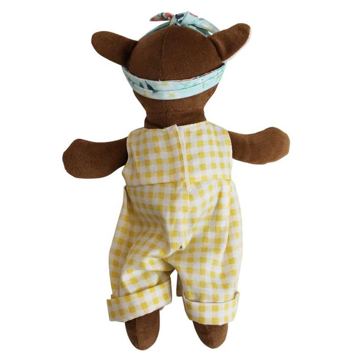 Mrs. Deer With Yellow Gingham Dungarees