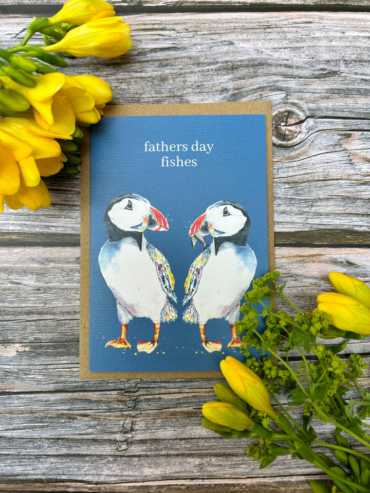 Fathers Day Fishes Puffin Eco Friendly Card 