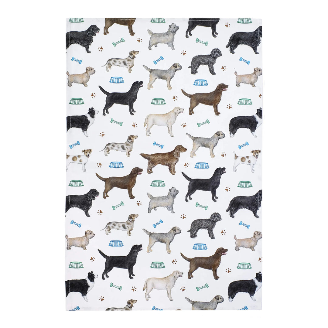 Dogs & Bowls Tea Towel