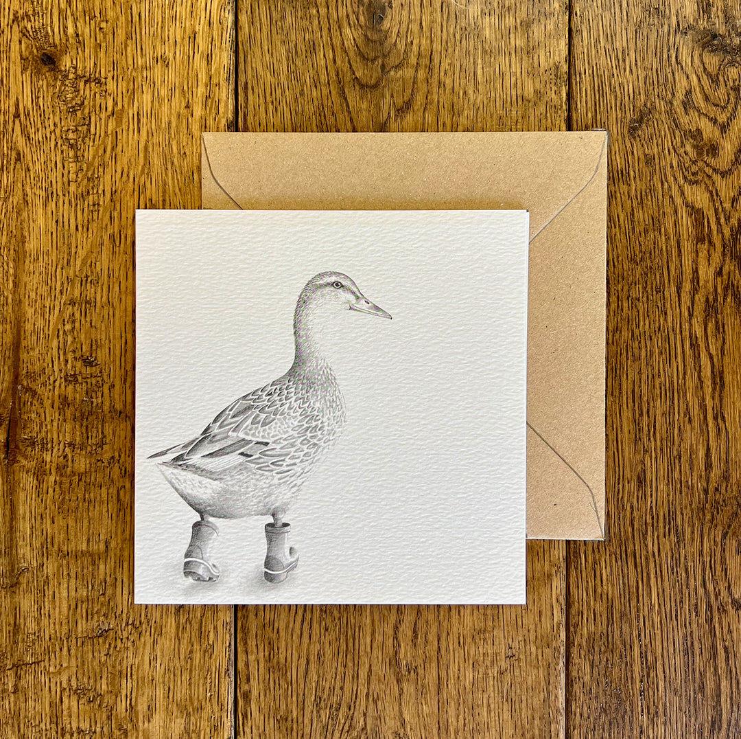 Runaway Duck Greetings Card