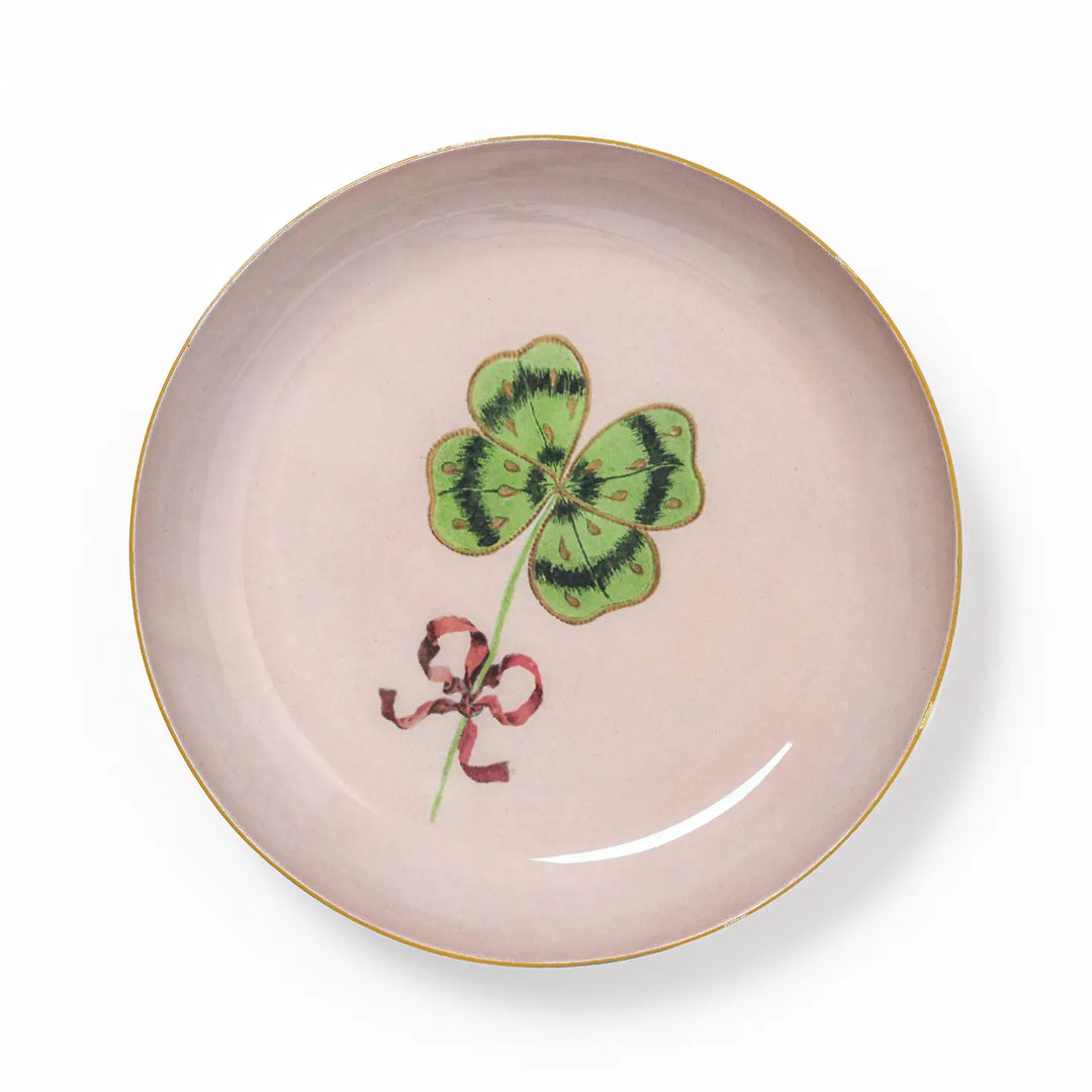 Clover 4-inch Round Enamel Printed Tray