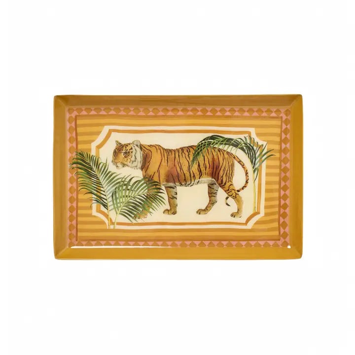 Tiger Rectangular Enamel Printed Tray