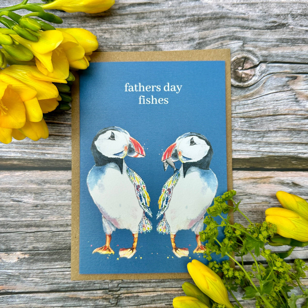 Fathers Day Fishes Puffin Eco Friendly Card 