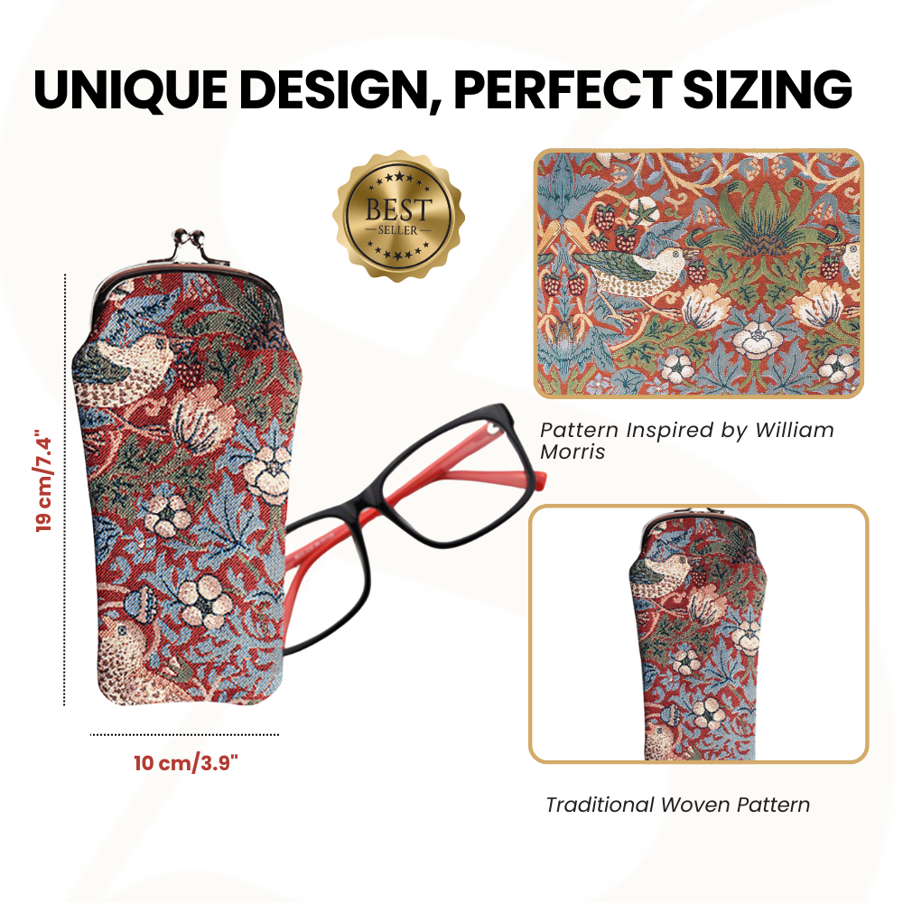 William Morris Strawberry Thief Red Glasses Pouch