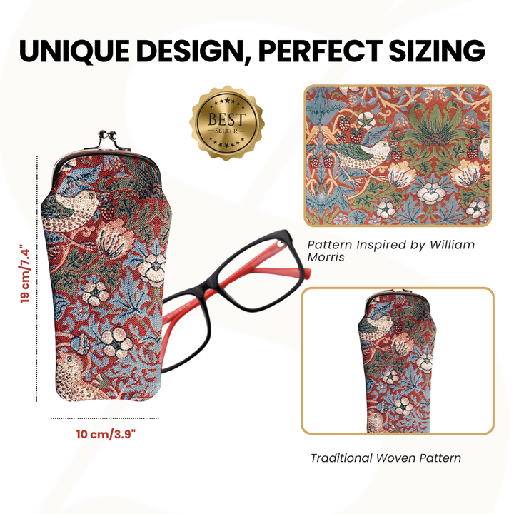 William Morris Strawberry Thief Red Glasses Pouch
