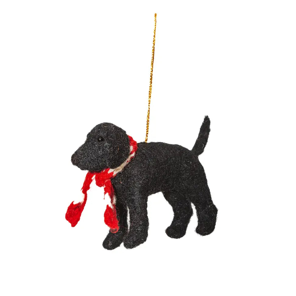 Gunner the Black Lab Felt Christmas Decoration