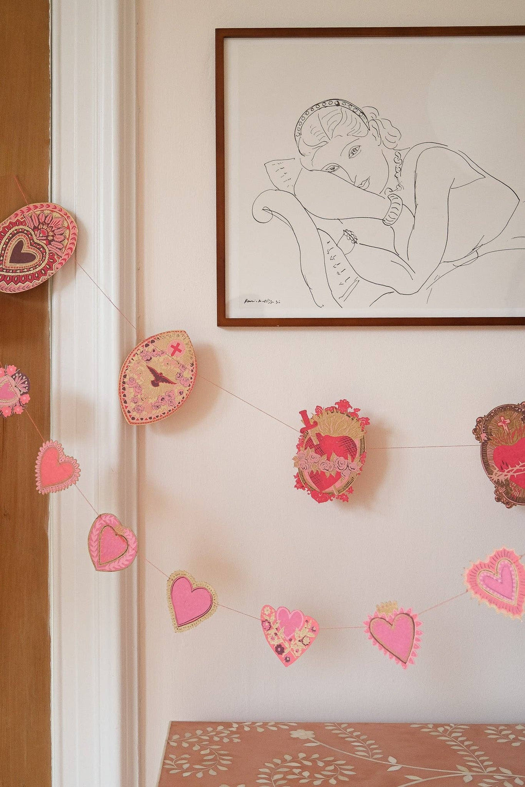 Sweet Hearts Sewn Cotton Paper Garland