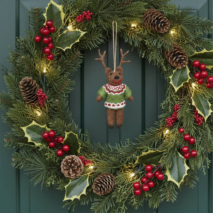 Retro Reindeer Handmade Felt Hanging Christmas Decoration