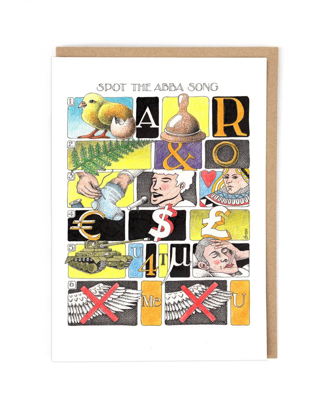 Spot the ABBA Song Card by Simon Drew
