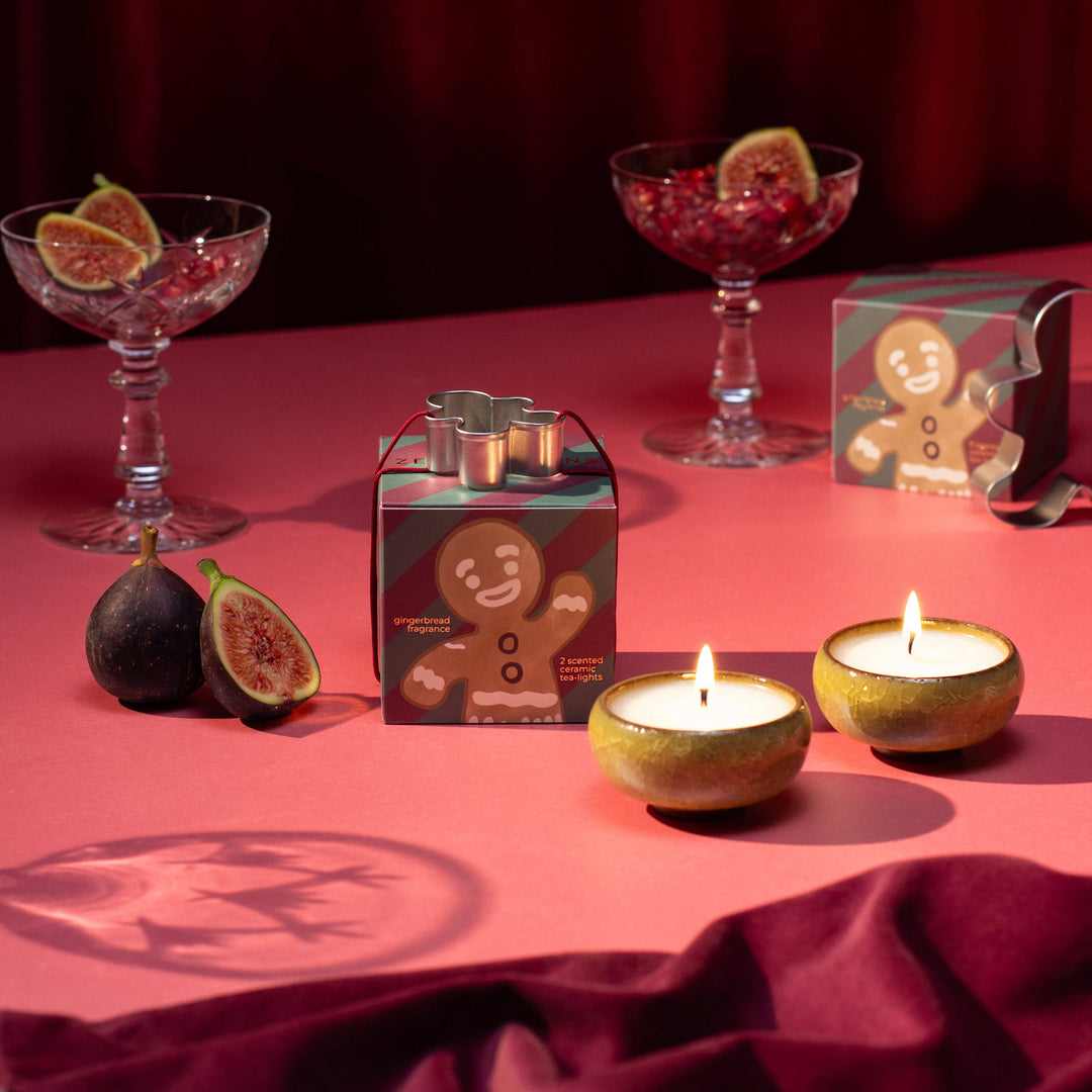 Sparkle Season: Gingerbread Tea Lights (Box of 2) - Gingerbread