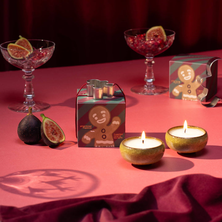 Sparkle Season: Gingerbread Tea Lights (Box of 2) - Gingerbread
