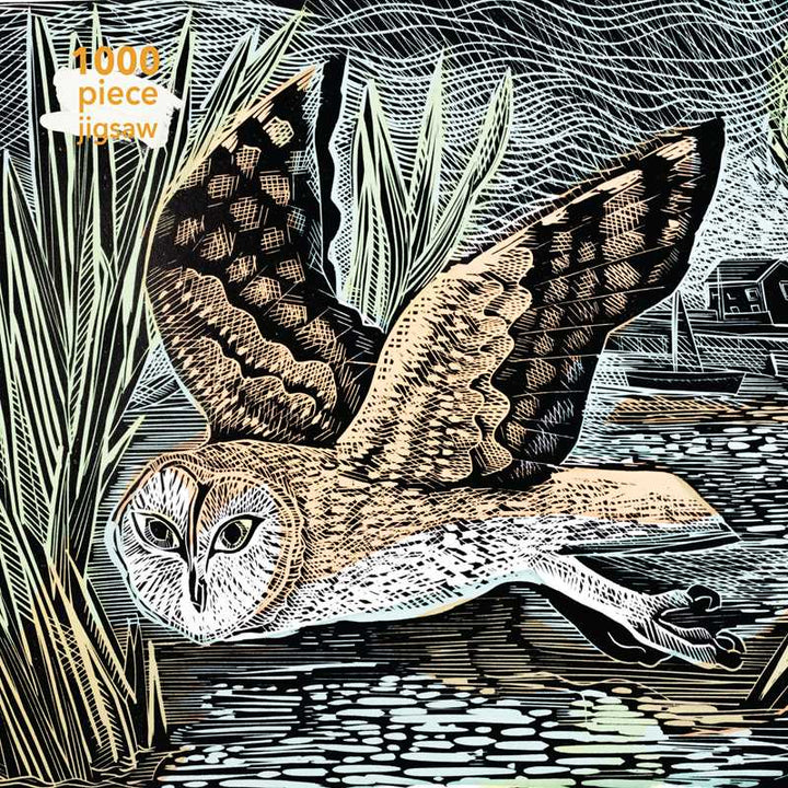 Marsh Owl Adult Sustainable Jigsaw Puzzle by Angela Harding
