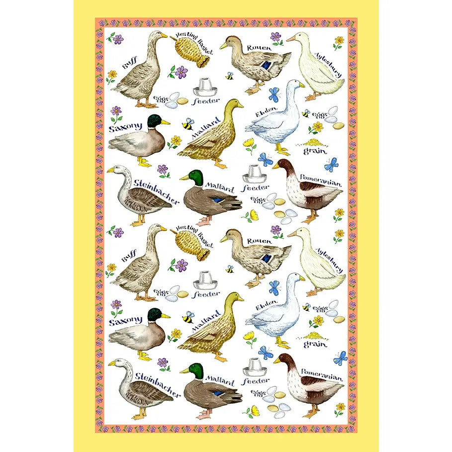 Duck Breeds Cotton Tea Towel