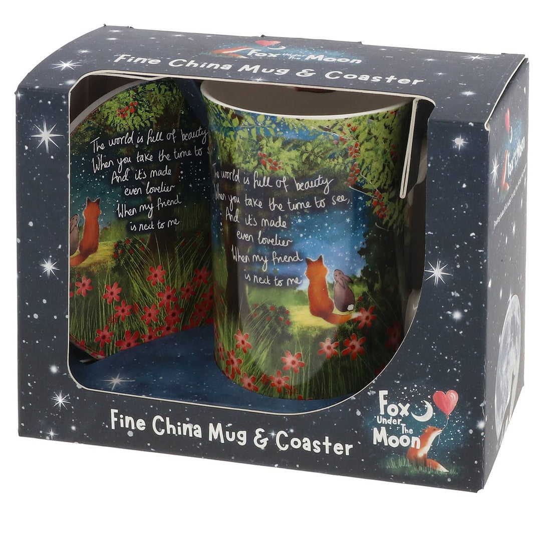 Fox Under The Moon Friend Mug & Coaster Set