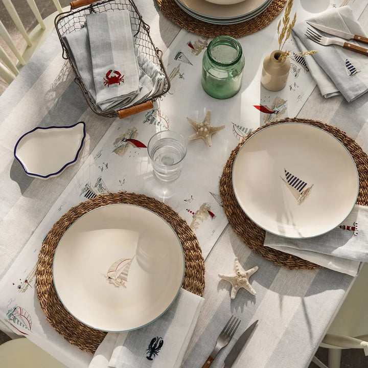 Coastal Boats Stoneware Dinner Plate
