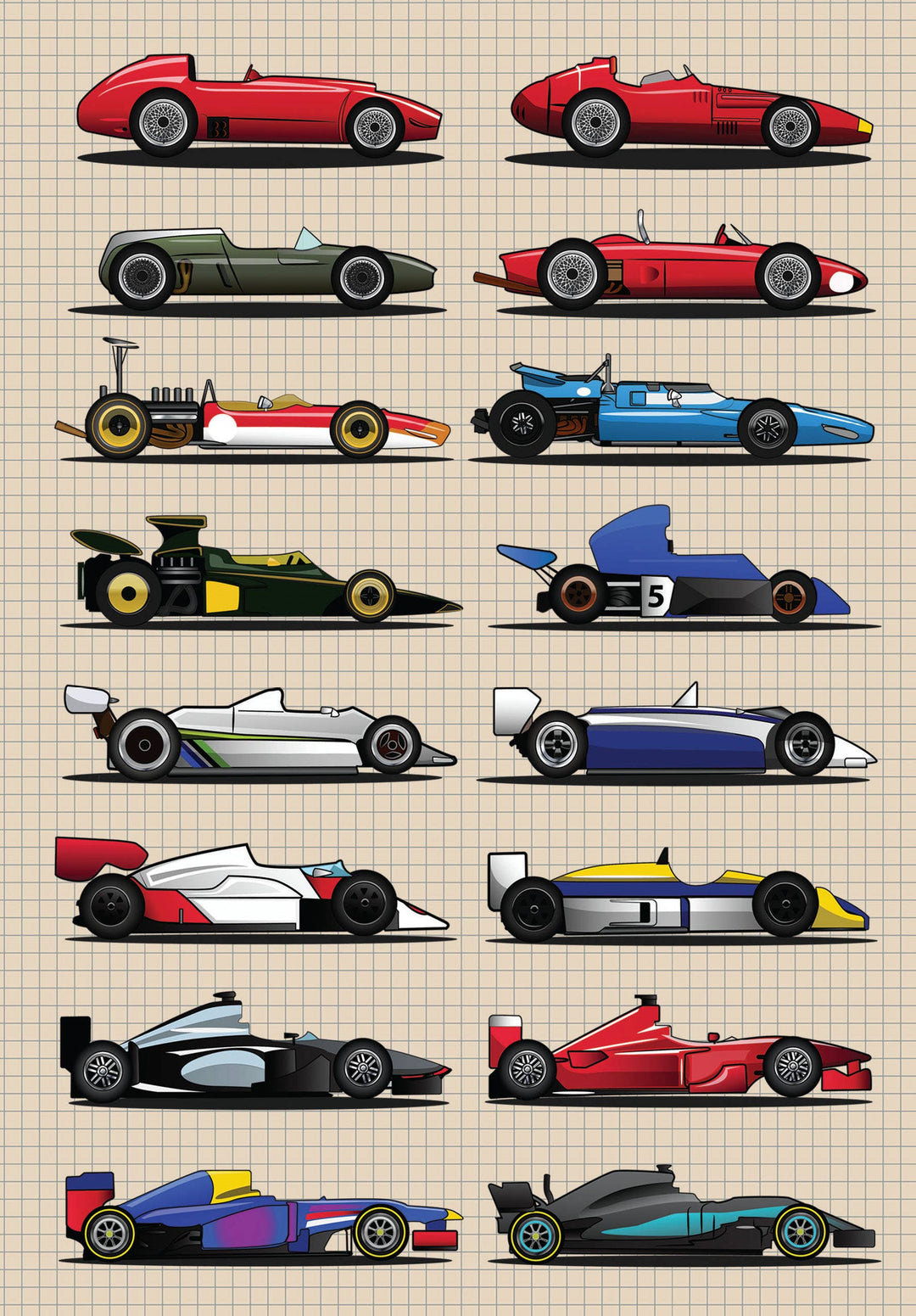 Grand Prix Racing Cars Hardcover Notebook