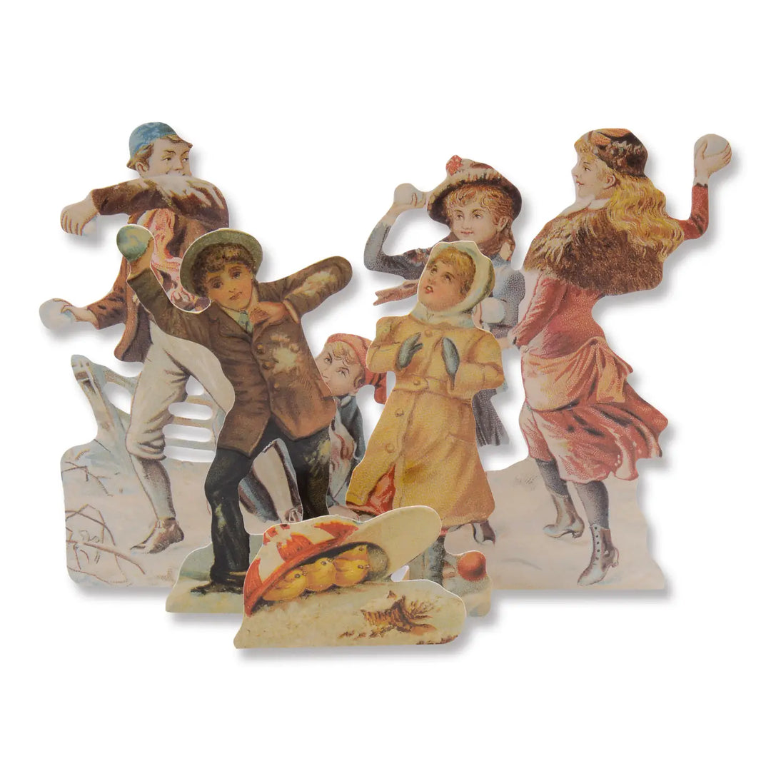 Snowball Fight Nostalgic 3D Christmas Card