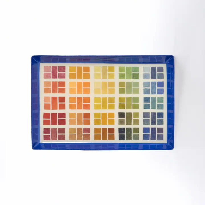 Watercolor Swatches Rectangular Enamel Printed Tray