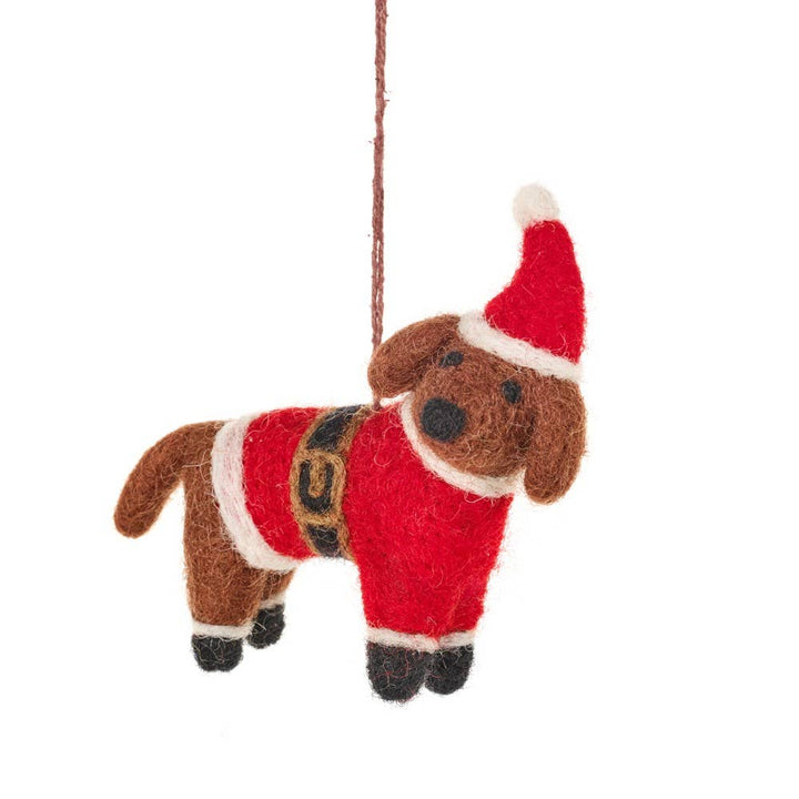 Buddy Festive Dog Handmade Felt Hanging Decoration