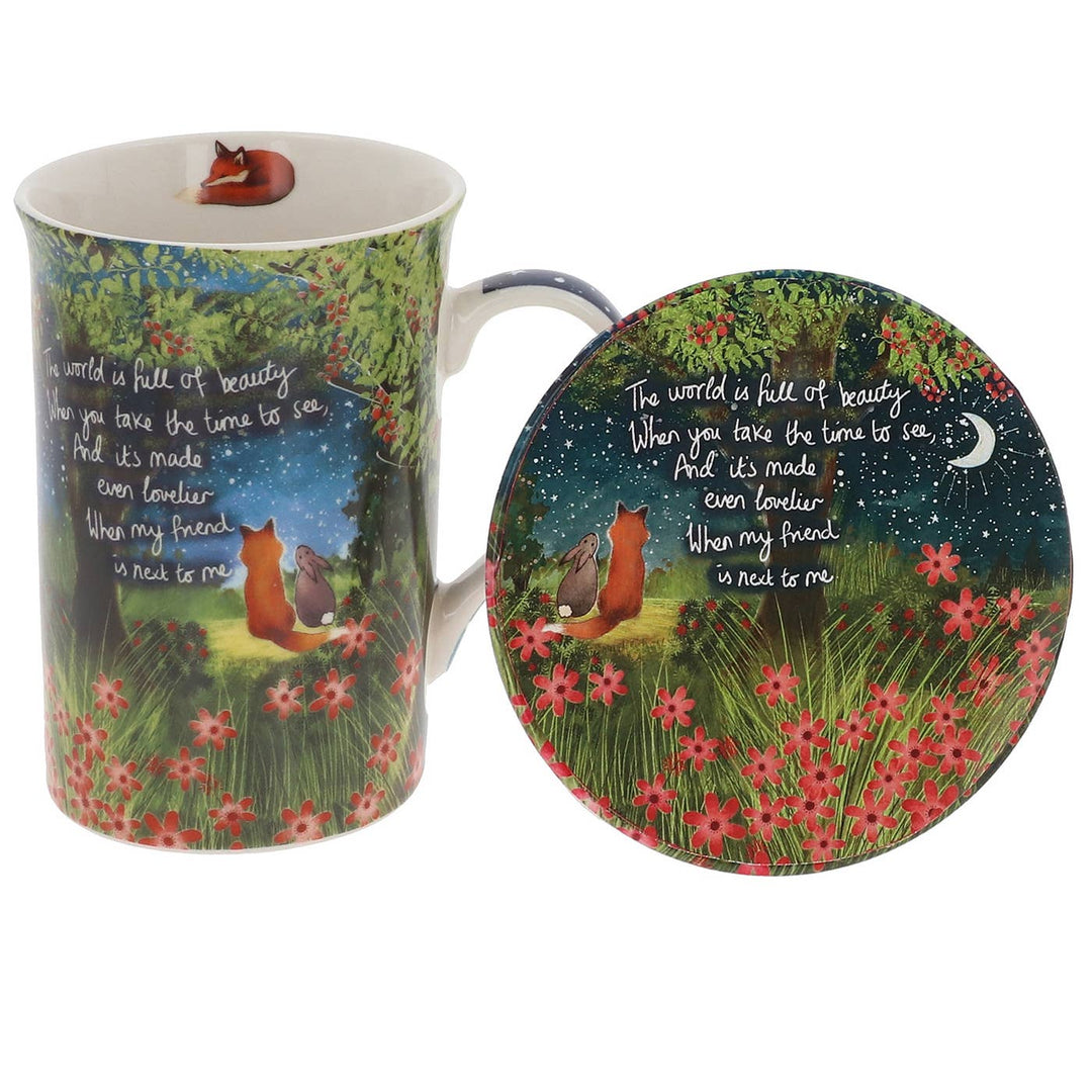 Fox Under The Moon Friend Mug & Coaster Set