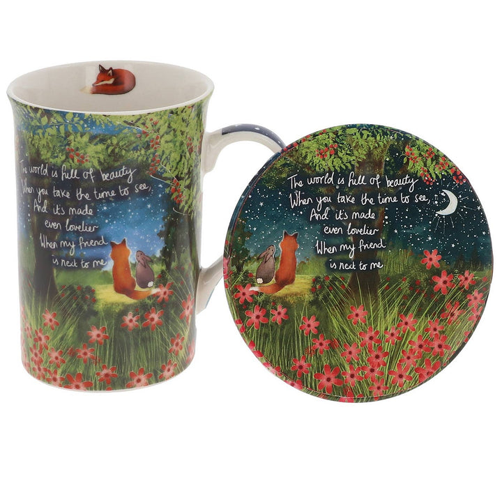 Fox Under The Moon Friend Mug & Coaster Set