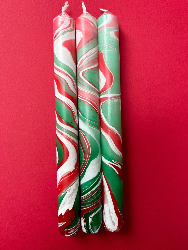 HOLLY JOLLY MARBLE Set of 3 Candles