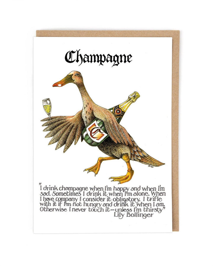 Champagne Duck Card by Simon Drew