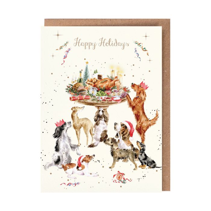 'A Festive Feast' Dogs Christmas Greeting Card