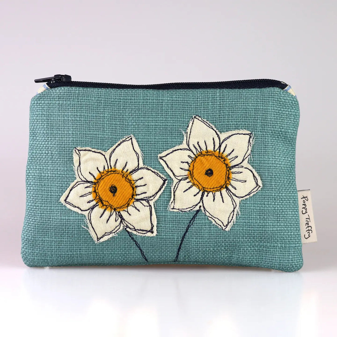 Daffodils Embroidered Flat Coin Purse