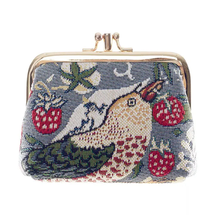 William Morris Strawberry Thief Gray Frame Coin Purse