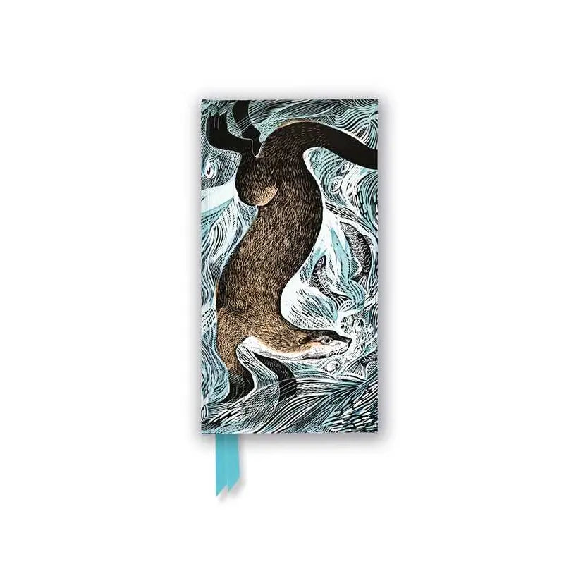 Fishing Otter Foiled 6" x 3" Slimline Journal by Angela Harding