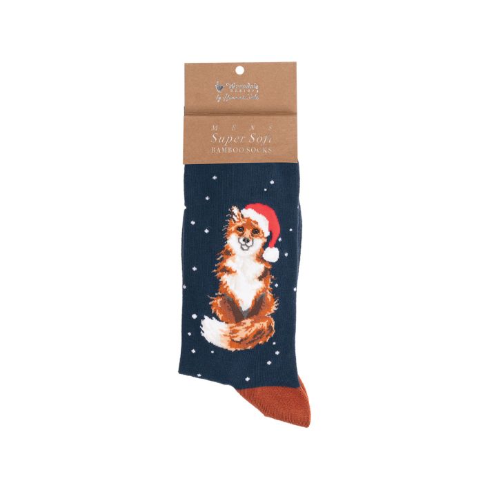 'Festive Fox' Navy Socks