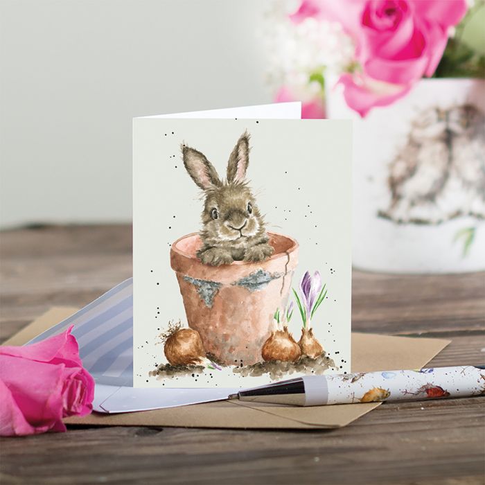 'Flower Pot Bunny' Rabbit Enclosure Card