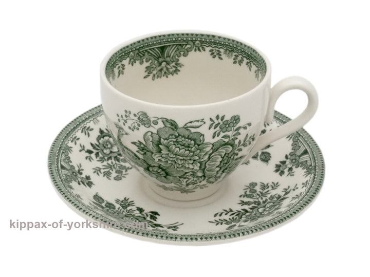 Dark Green Asiatic Pheasant Teacup and Saucer