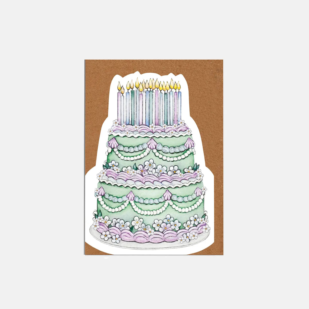 Green Cake Die-Cut Birthday Card