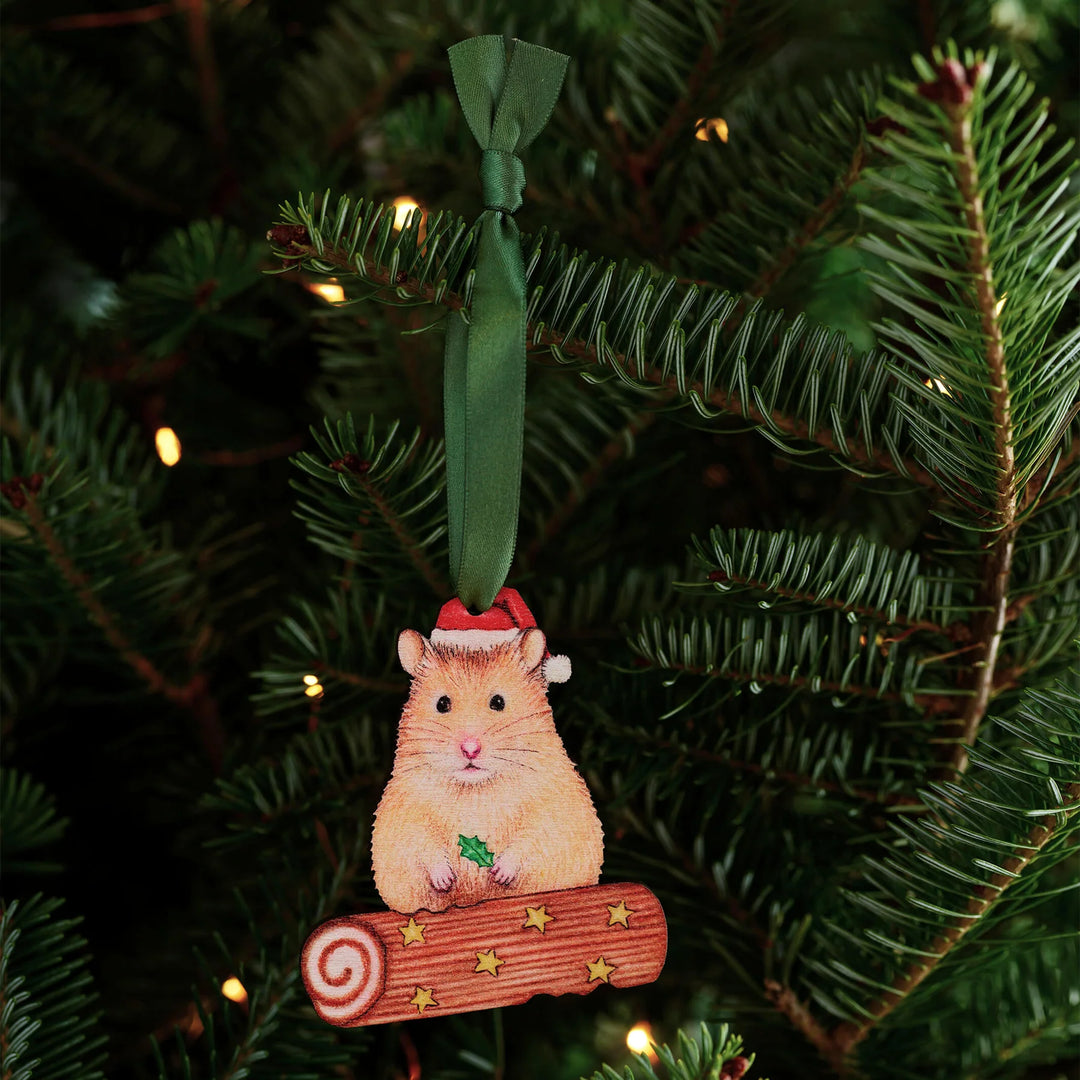 Hamster Wooden Christmas Decoration
