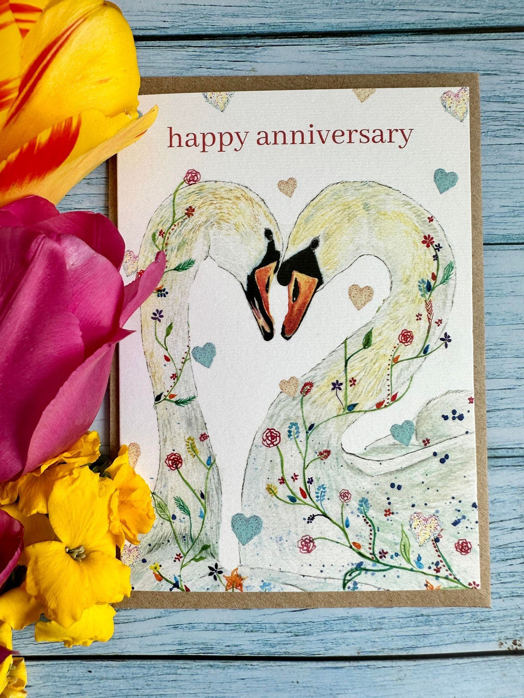Happy Anniversary Swans Eco-card
