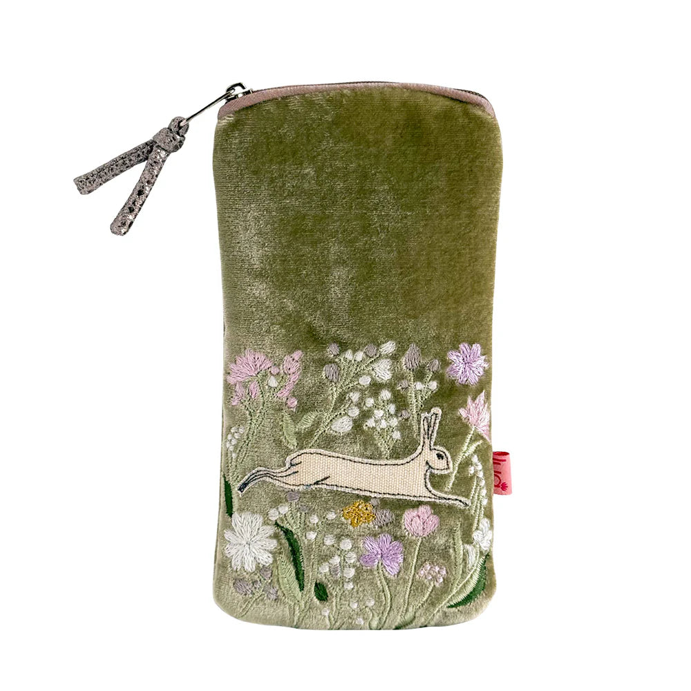 Hare & Flowers Velvet Glasses Case