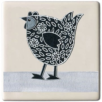 Hen Flowery Coaster by Moorland Pottery