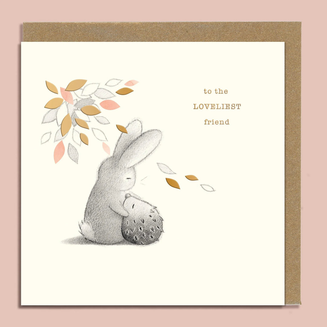 Rabbit & Hedgehog Hugs Greeting Card