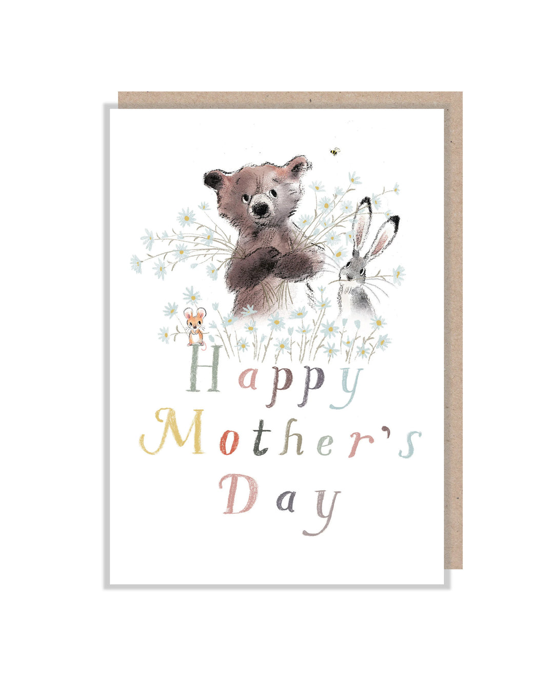 Bear, Hare and Mouse with Daisies Mother's Day Greetings Card