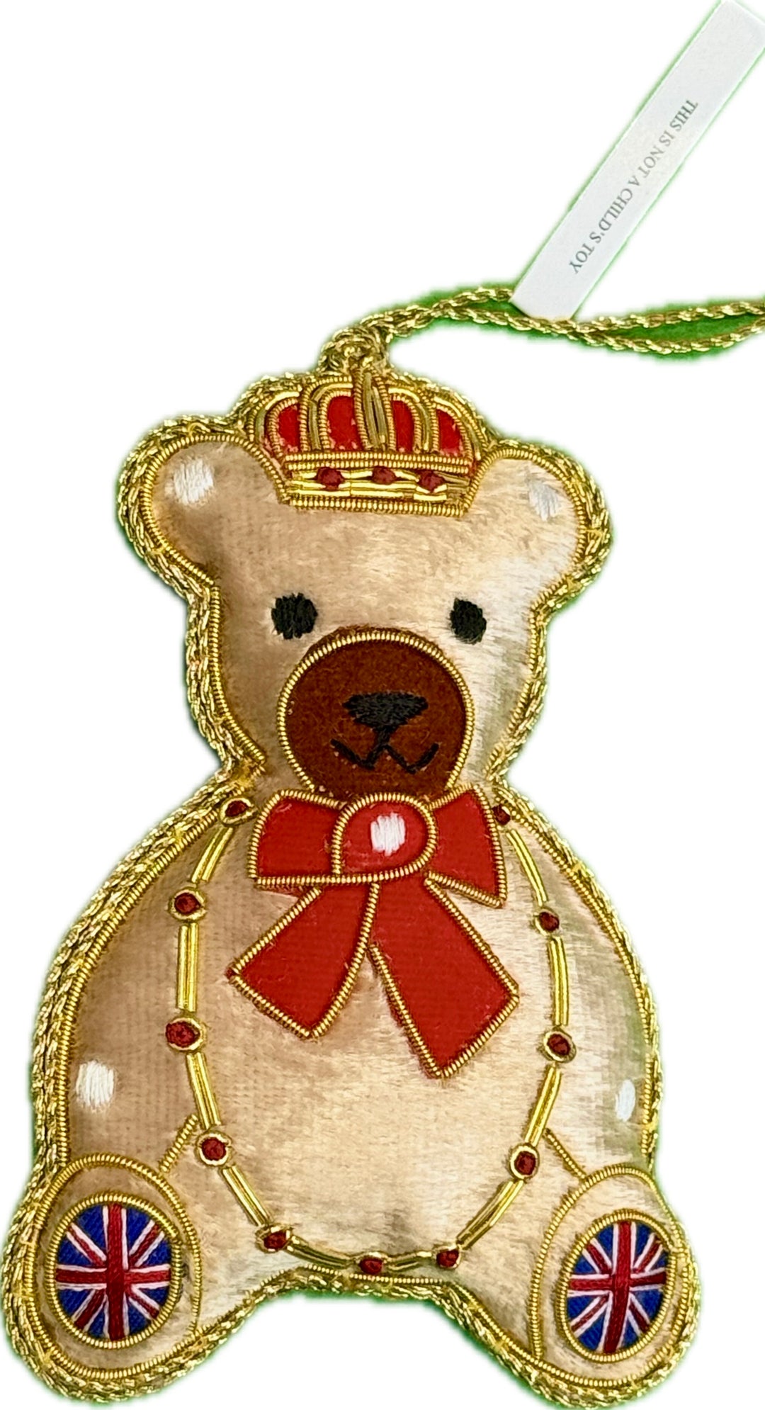 Royal Teddy with Red Bow Decoration by Tinker Tailor London