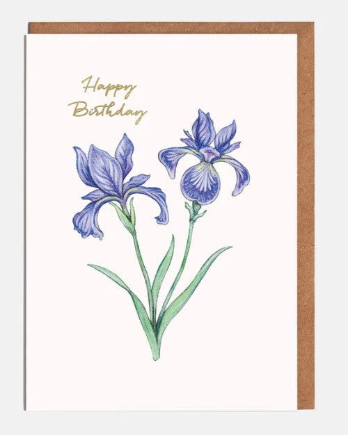 Blue Iris Birthday Card