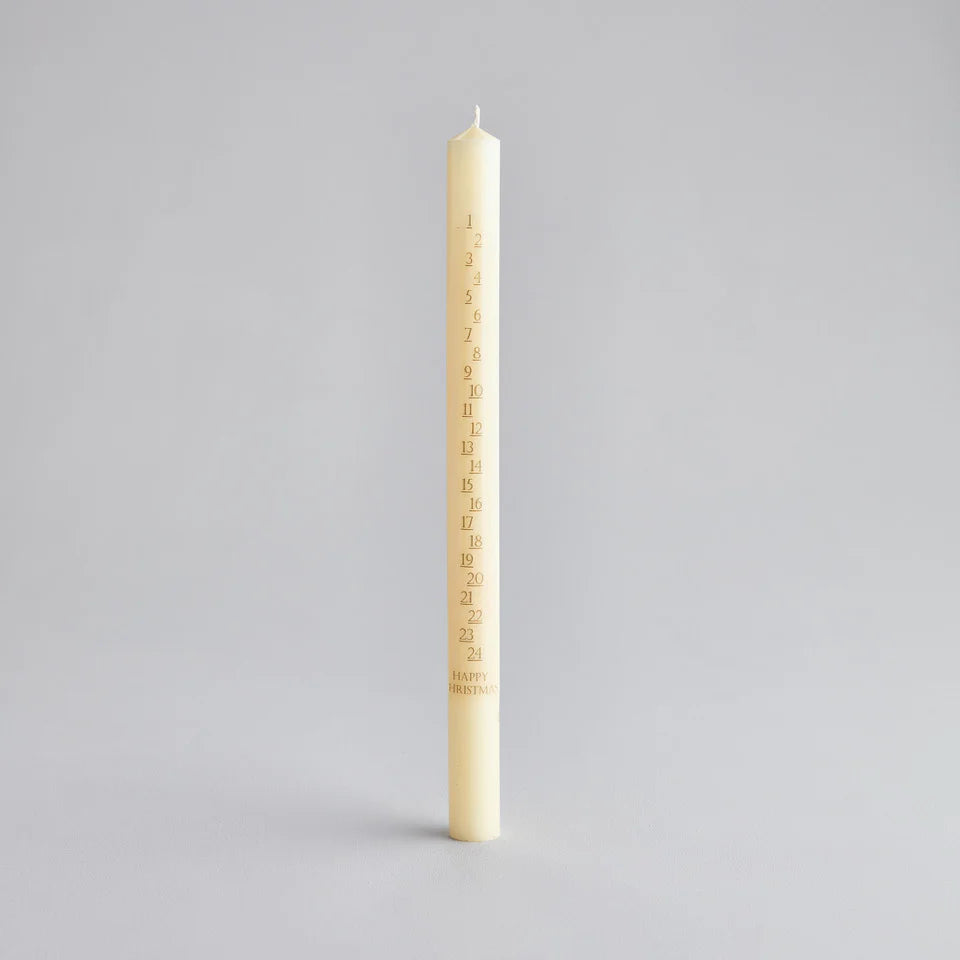 Christmas Ivory Advent Candle  7/8" x 12"