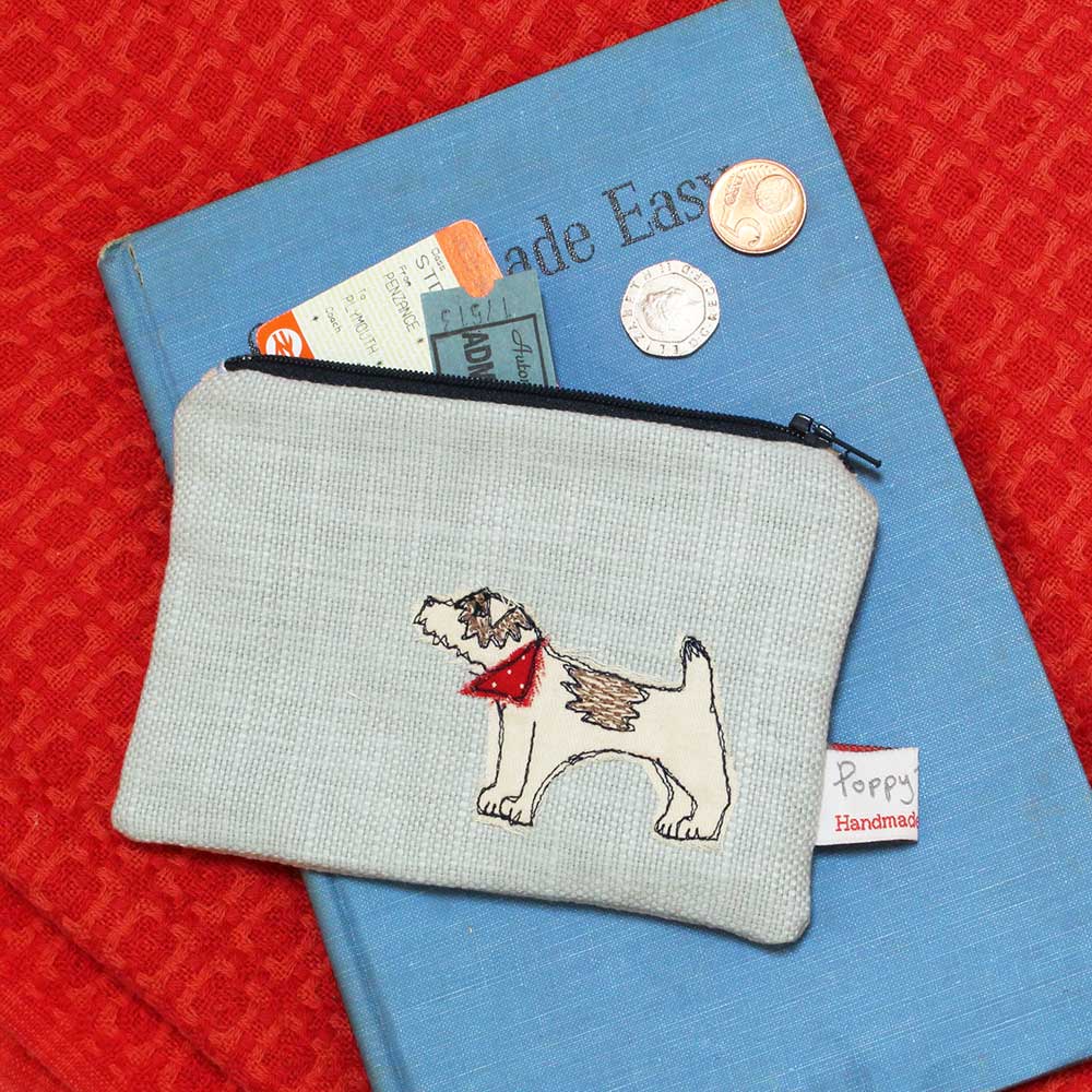 Jack Russell  Embroidered Flat Coin Purse