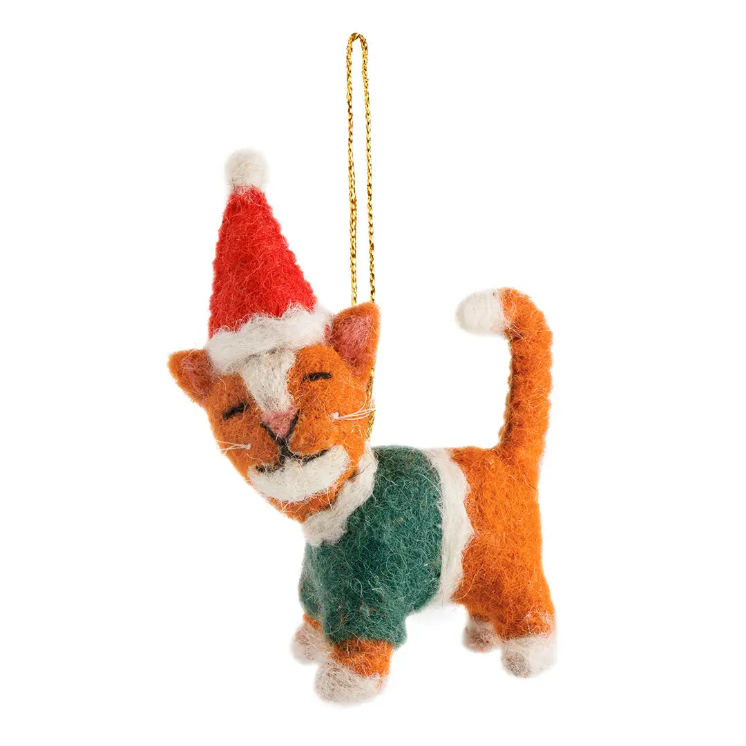 Ken the Ginger Cat Felt Christmas Decoration
