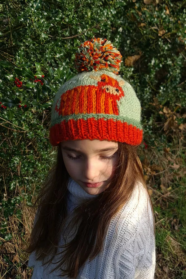 Kids Animal Bobble Hat - Highland Cow