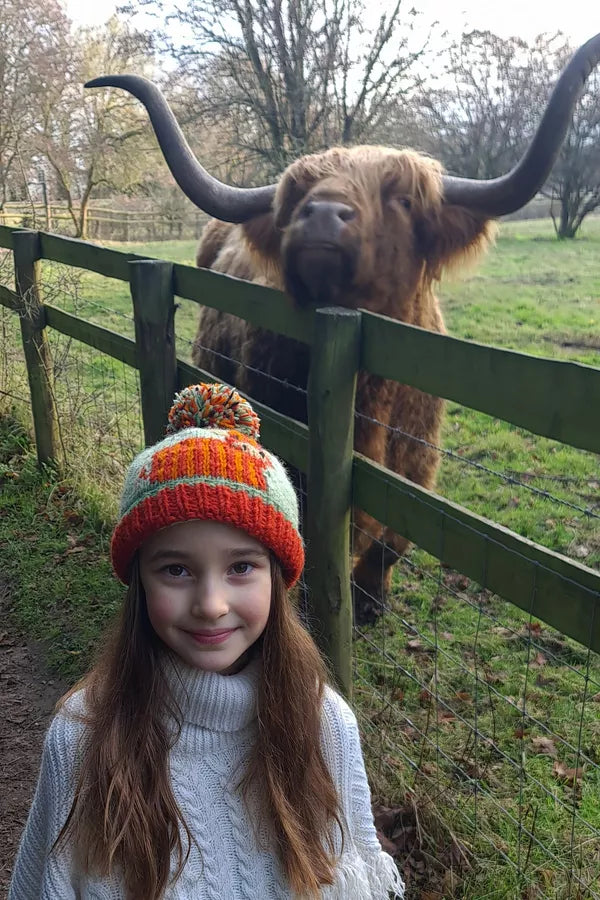 Kids Animal Bobble Hat - Highland Cow